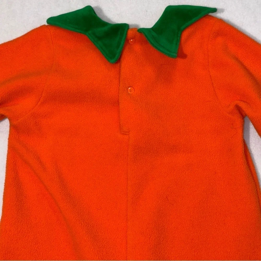 Halloween Pumpkin Costume Toddler 24 Mos Orange One Piece Snap Closure Fleece